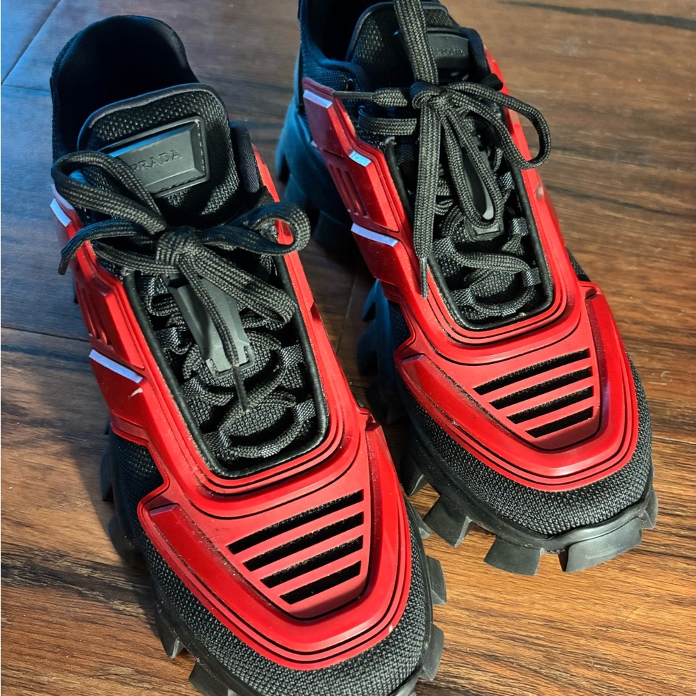 Prada Men's Red and Black Chunky Sneakers